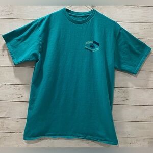 Quicksilver Teal Graphic T-shirt Men’s Medium Logo Premium Fit 100% Cotton